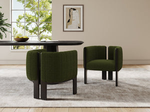 English Elm Christopher Knight Home® - Dining Chairs Set of 2 | Modern Bouclé Upholstered Seating with Rubberwood Frame, Durable 225lb Capacity Black,Olive Green N779P341494G