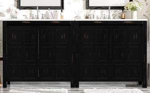 English Elm Modern 48 Inch Freestanding Bathroom Vanity Dual Ceramic Sinks Soft Close Gold Handles N729P000004P