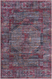 Unique Loom Mangata Melissa Machine Made Border Rug Red and Black, Orange/Ivory/Gray 5' 11" x 9' 0"