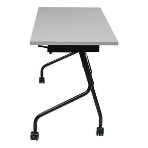 OSP Home Furnishings 5' Flip Top Nesting Training Table with Locking Casters for Classrooms and Offices Grey Black 84225BG