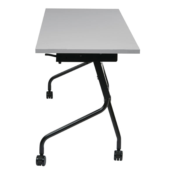 OSP Home Furnishings 5' Flip Top Nesting Training Table with Locking Casters for Classrooms and Offices Grey Black 84225BG