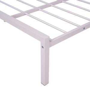 English Elm Full Metal Platform Bed with House-Style Headboard, Two Smooth Storage Drawers, Sturdy 350lb Capacity Pink MF320571AAH