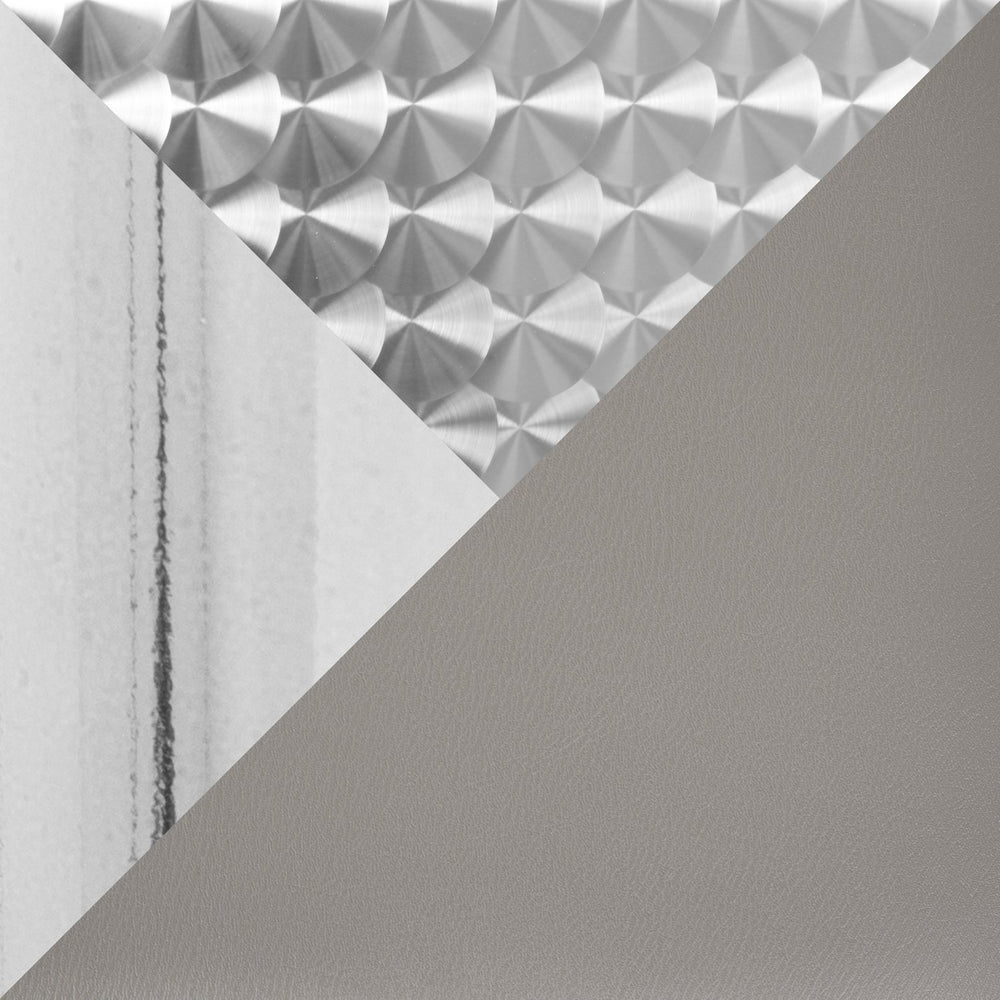 English Elm Bistro Square-Ale Contemporary Adjustable Bar Set by LumiSource — Faux Leather Stools, Oval Footrest, Modern Pub Vibe Grey B202S01477