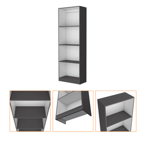 English Elm Sutton Tiered Bookcase with 4 Spacious Shelves, 71.1"H x 24.7"W x 11.7"D — Elegant White/Black/Gray Finish B128P176168