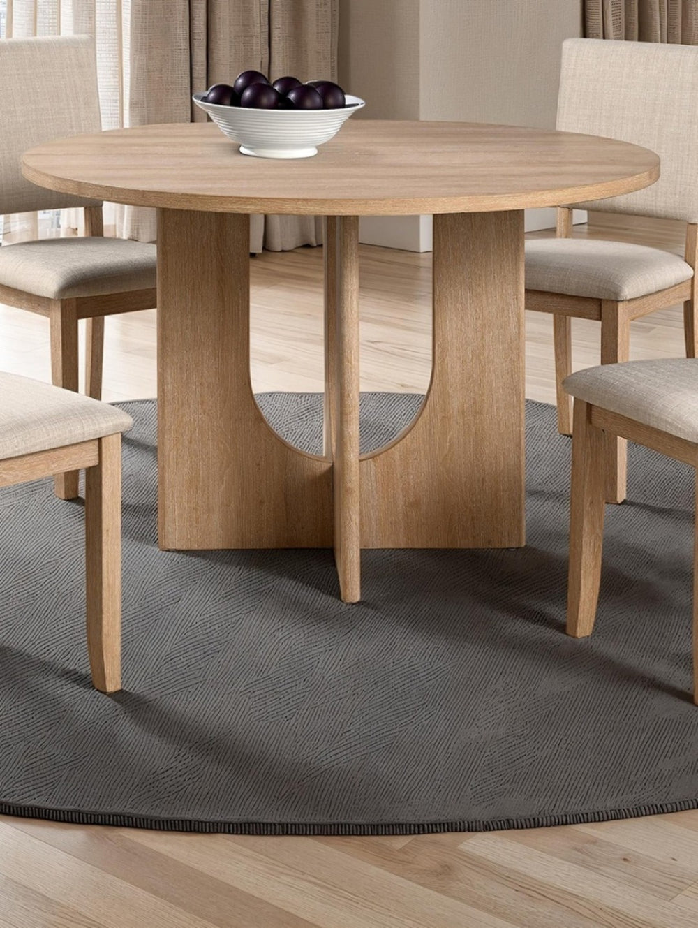 English Elm Classic Round Pedestal Dining Table Rubberwood Matte Finish Seats Four Modern Home Natural B2741P421161