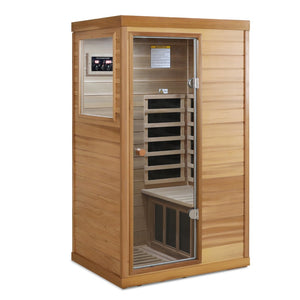 English Elm Red Cedar Single Person Far Infrared Indoor Sauna with Glass Door and Bluetooth Audio W632S00020