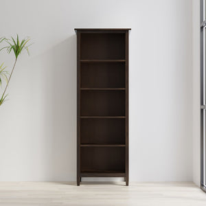 English Elm Warm Shaker 5 Shelf Bookcase Brown Pine - Handcrafted Tobacco Finish, Adjustable Shelves, 72" H Functional Style B136P238625