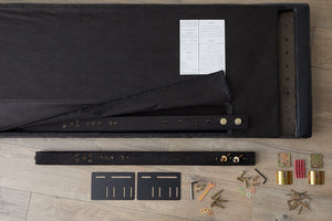 English Elm Rest Haven Diamond Tufted Mid-Rise Velvet Headboard with Adjustable 7-Height Design, Navy Plush B350P394830