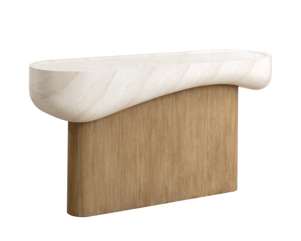 Sunpan ORESTE Console Table - Sculptural Design with Concrete Finish, Versatile for Indoor & Outdoor Spaces 112215
