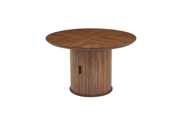 English Elm Round Wood Dining Table with Dual Storage Compartments for Kitchen or Small Spaces W3590P355174