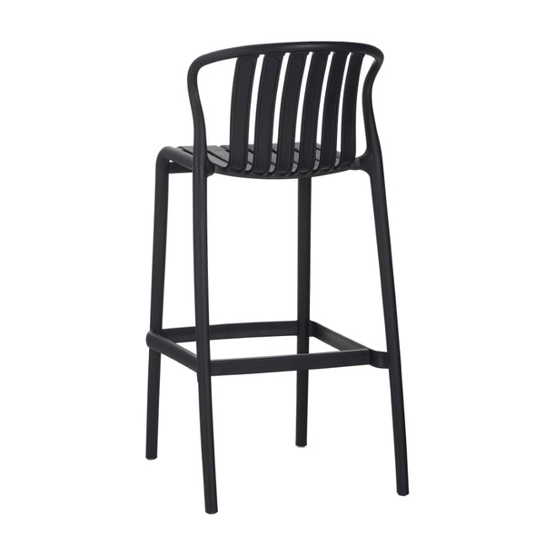 English Elm Outdoor Stackable Armless Barstools Set of 2 Uv Resistant Slat Back Patio Seating Black N780P199452B