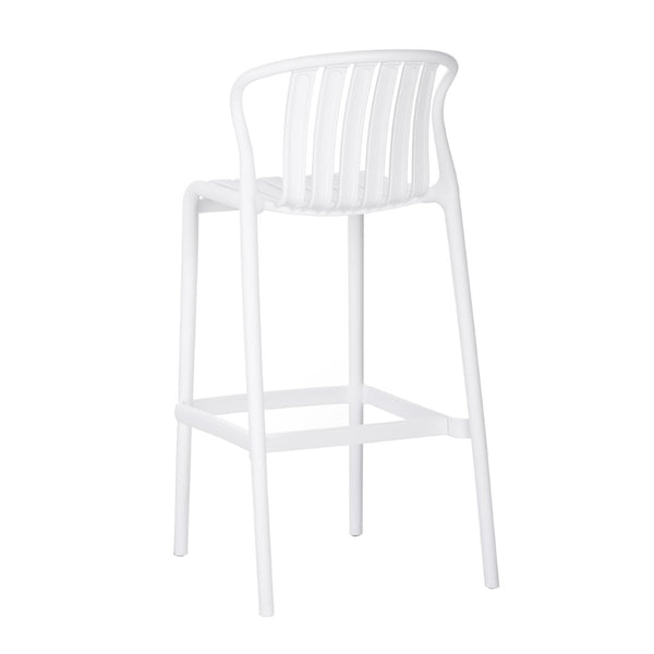 English Elm Outdoor Stackable Armless Barstools Set of 2 Uv Resistant Slat Back Patio Seating White N780P199452W