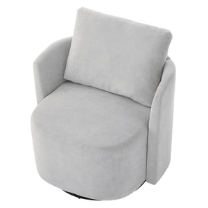 English Elm 360° Swivel Chair - Stylish Grey Upholstered Barrel Armchair For Living Room, Office, And Hotels N719P272681E