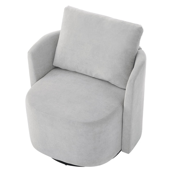 English Elm 360° Swivel Chair - Stylish Grey Upholstered Barrel Armchair For Living Room, Office, And Hotels N719P272681E