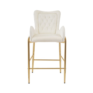 English Elm Christopher Knight Home® - 28.75inch Velvet Counter Height Stool Set of 2 with Tufted Back, Gold Frame & Foam Comfort, 265lb White N762P199823K