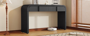 English Elm TREXM Modern Console Table with Rounded Silhouette, Fluted Drawers, Sturdy 220lb Top for Entryway Black N715P196580B