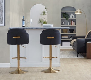 English Elm Fixed-height Swivel Counter Stools with Faux Leather Seats and Chrome Footrest Set of 2 Black B202S02178