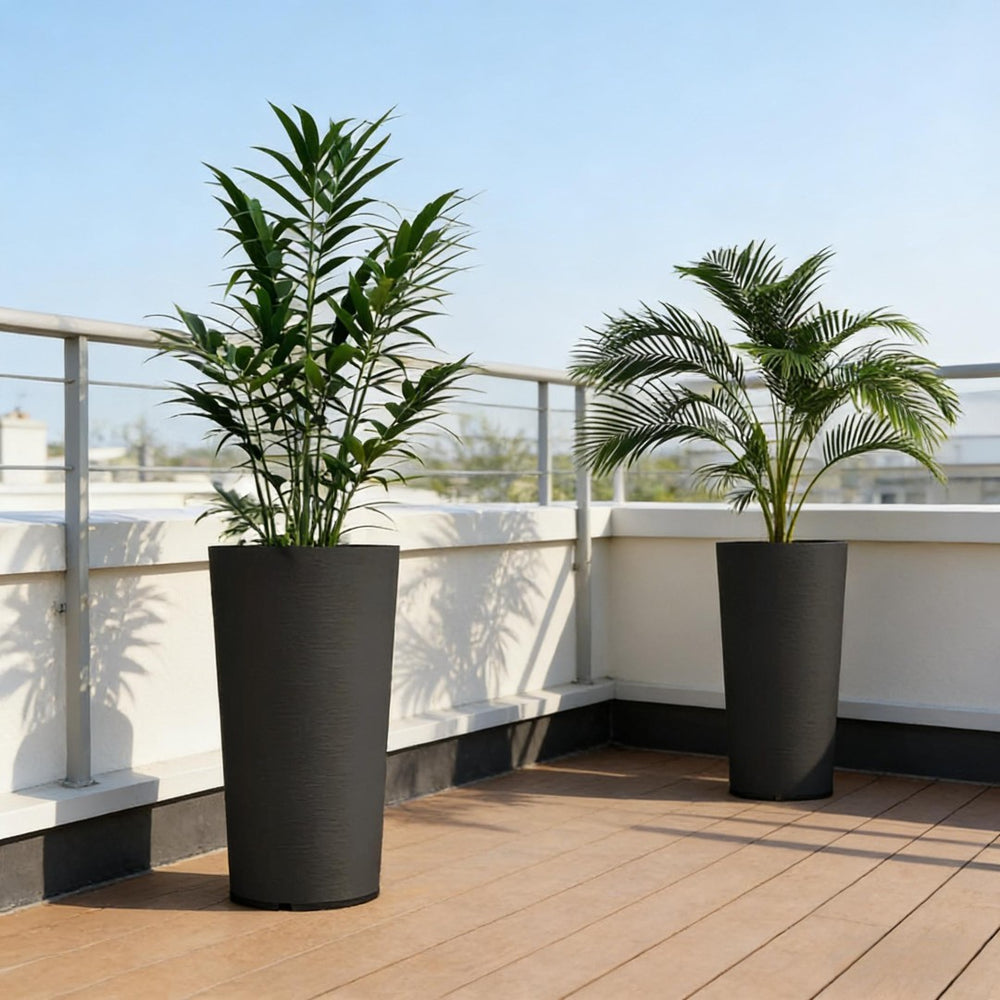 English Elm Tall Stackable Polypropylene Outdoor Planters Set of 2 Tapered Patio Flower Pots T3971P454911