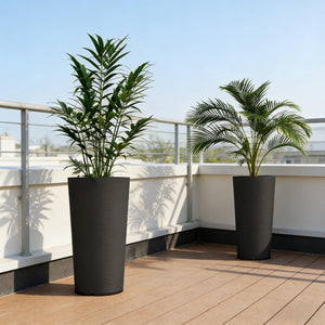 English Elm Tall Stackable Polypropylene Outdoor Planters Set of 2 Tapered Patio Flower Pots T3971P454911