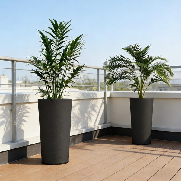 English Elm Tall Stackable Polypropylene Outdoor Planters Set of 2 Tapered Patio Flower Pots T3971P454911