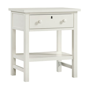 English Elm Finley Rustic 1-Drawer Nightstand with Open Shelf, Distressed Wood Finish, Dovetail Drawer Craftsmanship Antique White B050P376951