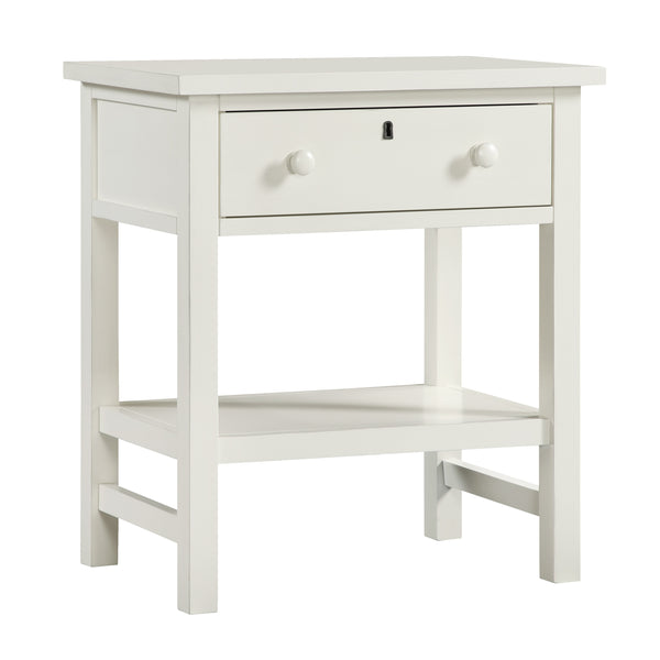 English Elm Finley Rustic 1-Drawer Nightstand with Open Shelf, Distressed Wood Finish, Dovetail Drawer Craftsmanship Antique White B050P376951