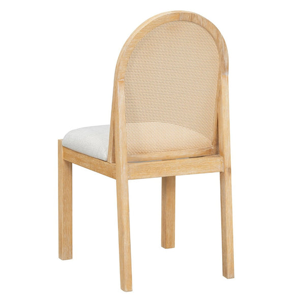 English Elm Trexm Farmhouse Oval Dining Set Seats Six with Rattan Back Chairs Oak Veneer Table Beige,Natural ST000157AAD