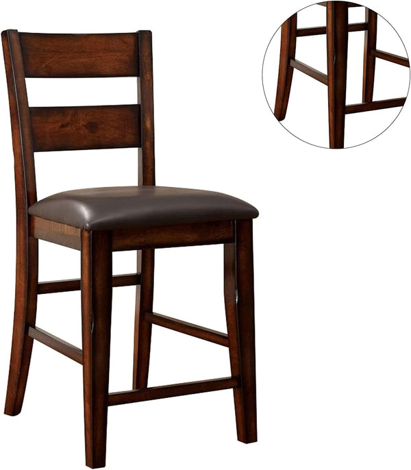English Elm Dark Transitional Counter Height Chairs Set of 2 in Dark Cherry with Padded Leatherette Seats, Sturdy Design B011P237465