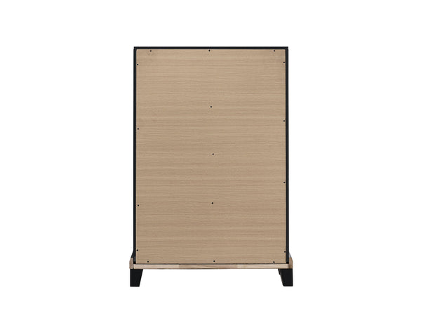 English Elm Livingston 4-Drawer Chest with Wood Grain Finish, Dovetail Construction & Brushed Steel Handles, Durable Storage Solution Black 33.66 L x 18.5 W x 48.03 H B078P366199