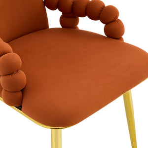 English Elm Set of 2 Velvet Dining Chairs Sculptural Bubble Back Gold Legs Glam Accent Seating W3875P370856