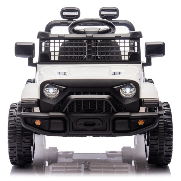 English Elm 24v Kids Ride on Car with Parental Remote Four Wheel Suspension Led Lights Bluetooth White W1578P235083