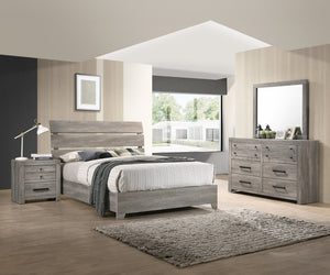 English Elm 1Pc King Platform Bed With Curved Headboard, Rustic Weathered Gray Finish For Modern Bedrooms B2741S00401
