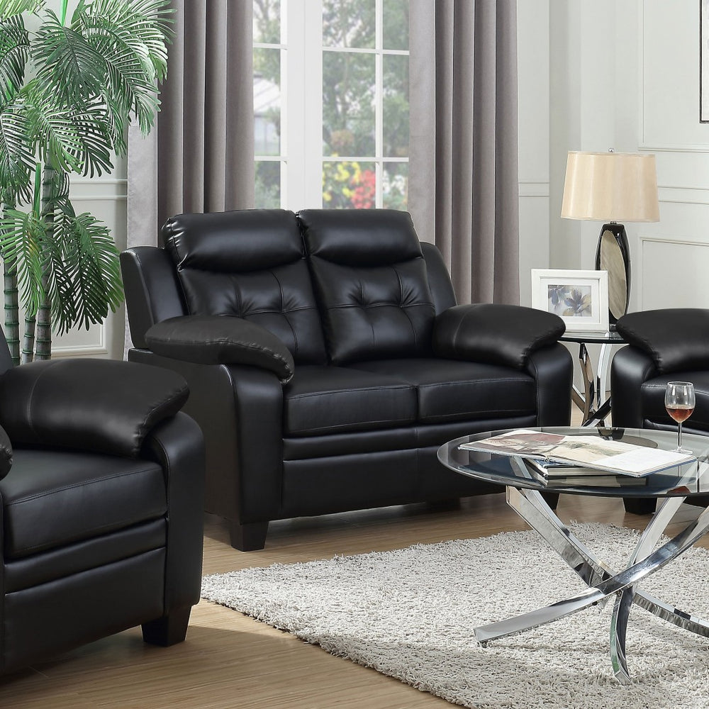English Elm Samantha Tufted Faux Leather Loveseat Plush Padded Seating for Modern Living Rooms B062P357782