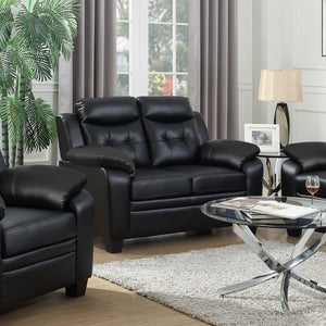 English Elm Samantha Tufted Faux Leather Loveseat Plush Padded Seating for Modern Living Rooms B062P357782
