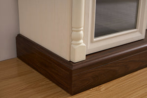 English Elm Farmhouse 70" Fireplace TV Stand with Roman Columns, LED Accent Lighting, Rustic Durable Media Console Walnut,White W2393P300552