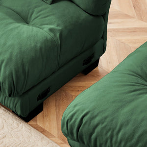 English Elm Luxury Modular Chenille Sectional Sofa — Oversized Convertible L-Shape Cloud Couch with Deep Seats & Ottoman, Green W714S01235