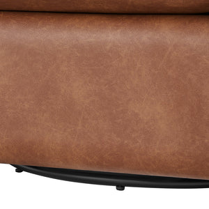 English Elm Sutton Ultra-Soft Faux Leather Swivel Barrel Chair in Brown — Stain-Resistant, Reversible Cushions, 360° Comfort B050P322591