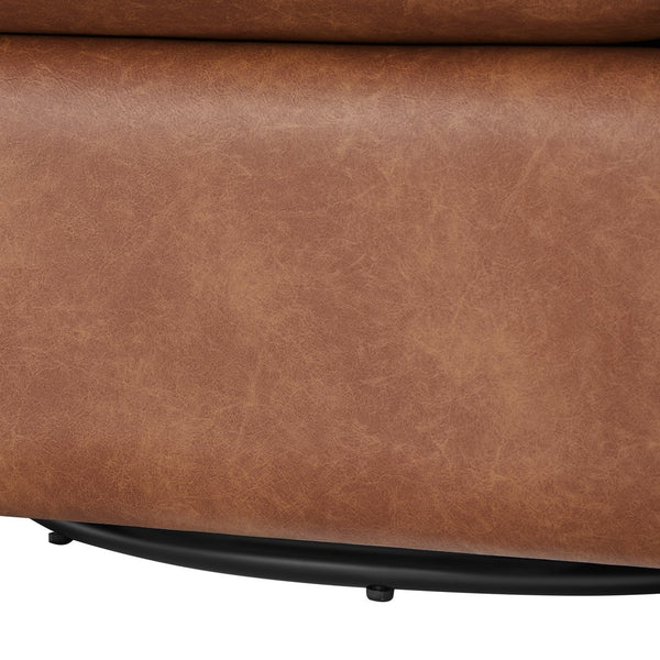 English Elm Sutton Ultra-Soft Faux Leather Swivel Barrel Chair in Brown — Stain-Resistant, Reversible Cushions, 360° Comfort B050P322591