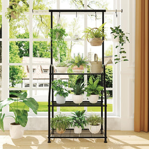 English Elm Metal Three Tier Vertical Plant Stand with Extendable Rod for Indoor Outdoor Display W2181P480533