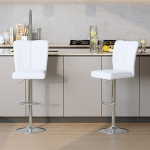 English Elm Modern Pu Leather Dining Chair Set of Six with Curved Back and Polished Metal Legs White+Silver W1151P370792