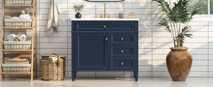 English Elm 36'' Modern Bathroom Vanity With Storage, Elegant Single Sink Design, 2 Drawers & Tip-Out Drawer N710S136004C