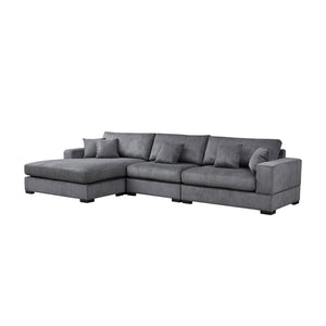 English Elm 148.03'' Mid Century Modern 4 Seat Sectional Sofa with Reversible Chaise for Living Room Grey W876S00329