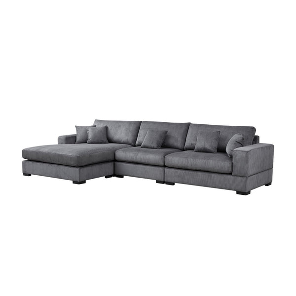 English Elm 148.03'' Mid Century Modern 4 Seat Sectional Sofa with Reversible Chaise for Living Room Grey W876S00329
