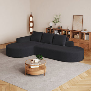 English Elm Modern Curved Chenille Sectional Sofa Set - L-Shaped Couch With 3 Pillows For Ultimate Comfort W834S00453