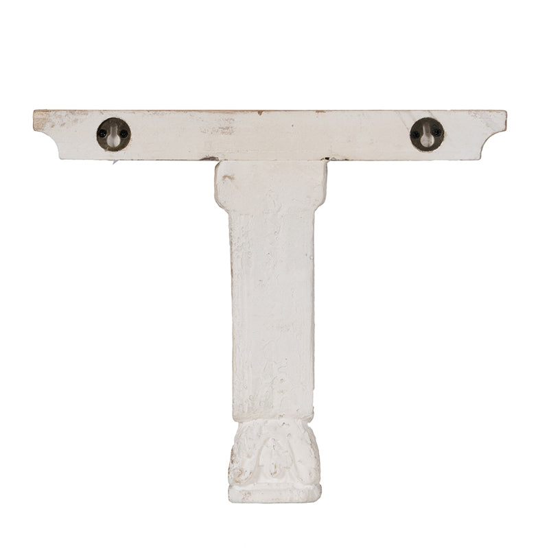 English Elm 13.8x9.1x11.4" Distressed corbel wall shelf in brown & white – vintage farmhouse display shelf for plants, candles, collectibles W2078P223131