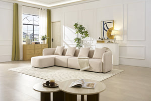 English Elm 118" Velvet Modular Sectional with Ottoman Deep Seat Sofa for Living Room W2664S00093