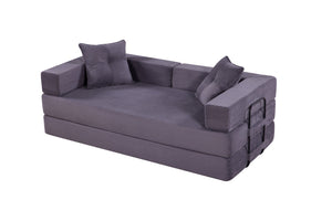 English Elm Sleeper Convertible Futon Sofa Bed with Corduroy Fabric, Ergonomic Foam Support and Space-Saving Design Gray W1708P355152
