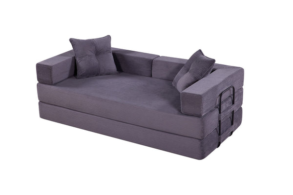 English Elm Sleeper Convertible Futon Sofa Bed with Corduroy Fabric, Ergonomic Foam Support and Space-Saving Design Gray W1708P355152