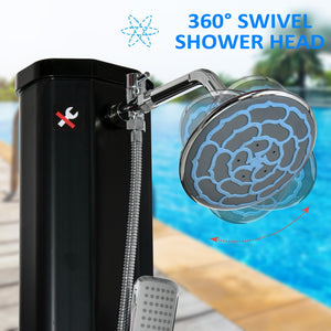 English Elm Outsunny Freestanding Solar Poolside Shower with 360 Head and 9.2 Gallon Heated Tank W2225P200539
