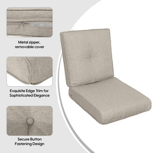 English Elm 2 High Back Patio Chair Cushions 2-Pack Tufted Outdoor Rocking & Adirondack Cushions Waterproof Comfortable Durable Garden Seating Beige+Brown W419P311602